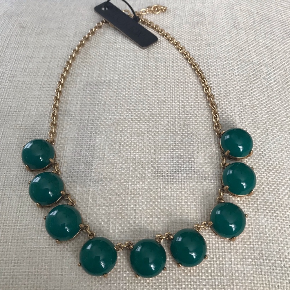 NWT J.Crew green cabochon stones necklace